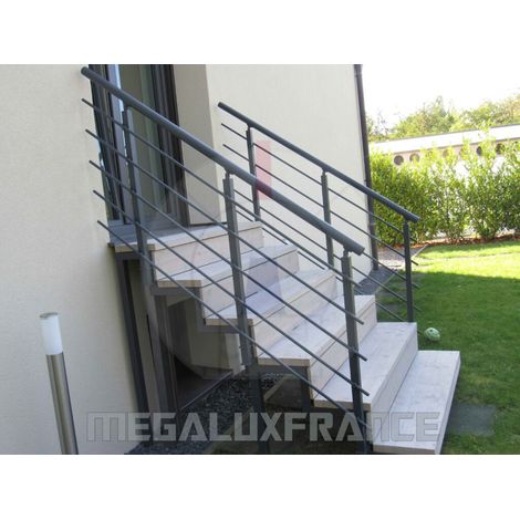 Garde Corps en Aluminium modèle NICE à 5 lisses - Pack de 2 mL - Finition RAL7016 Sablé (1/5)