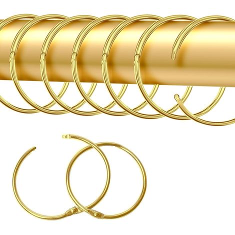20 Stück Vorhangringe zum Öffnen, 50 mm Vorhangringe, Vorhangringe, Duschvorhang-Clips, Metall-Clips für Vorhänge und Gardinenstangen (Gold)