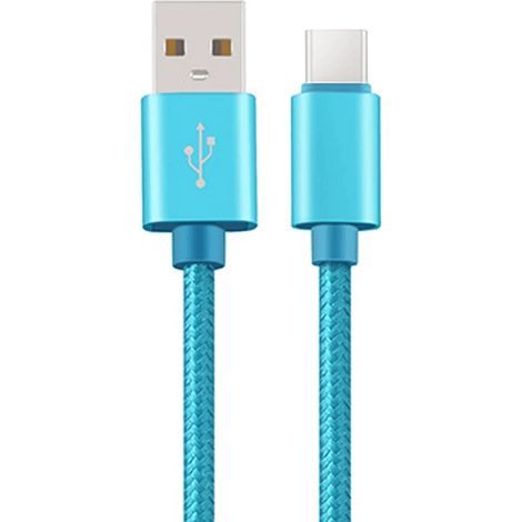 Cable USB C carga rápida y sincronización Nylon trenzado 3 M Azul 2A