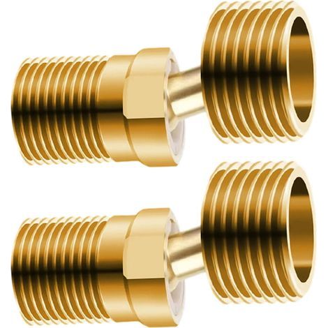 Brass elbow fitting for plumbing pipe. Extended wall-mounted pipe fitting for plumbing. Water-saving pipe fitting. (1/5)