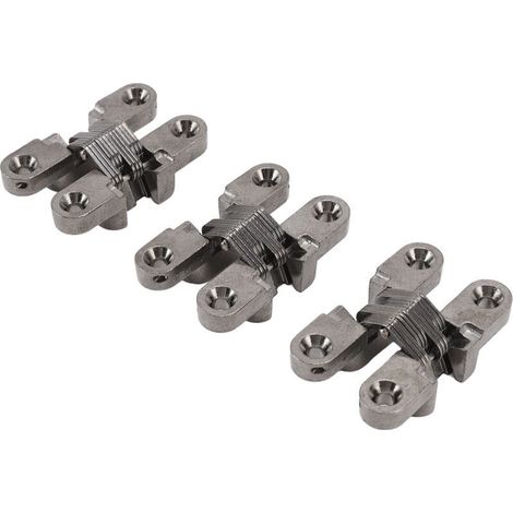 3 pièces 43mm Mini charnières de serrure de porte Invisible 180 degrés en alliage de Zinc charnière croisée pour armoire bote à bijoux