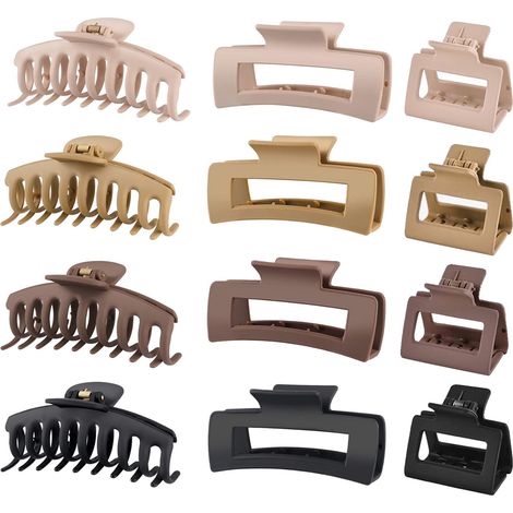 Set di 12 fermagli per capelli da donna, di cui 8 grandi e 4 piccoli, adatti a capelli spessi e sottili. (1/3)