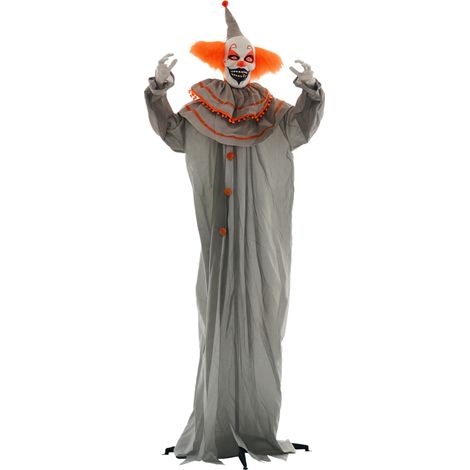Halloweendekoration Clown, biegsame Arme, aktiviert durch Berührung/Geräusche HOMAIRE 65x18x183 cm - Orange+Grau (1/5)