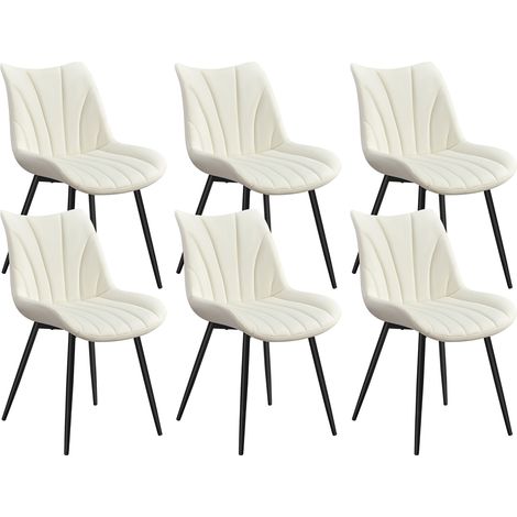 Yaheetech Lot de 6 Chaises de Salle à Manger avec Dossier, Chaise Cuisine Rétro, Assise en Velours et Pieds en Métal, Capacité 136kg, pour Salon, Chambre, Salle à Manger, Cuisine, Beige