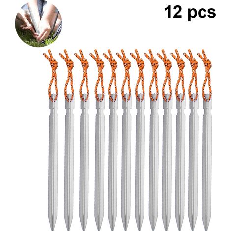 Piquets de tente, 12 pièces, piquets de tente, clous de tente, piquets de sable (rouges) (1/5)