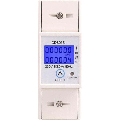 Sous compteur électrique monophasé 80A max modulaire, Simple tarif, Affichage LCD, Remise a zéro partielle (1/4)