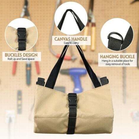 NALOOKAMIC  (Khaki)Sac à Roulettes pour Outils, Sac à Outils en Toile pour Clés à Molette, Sac à Roulettes Polyvalent avec 5 Poches à Fermeture éclair, Idéal pour les Plombiers et les électriciens