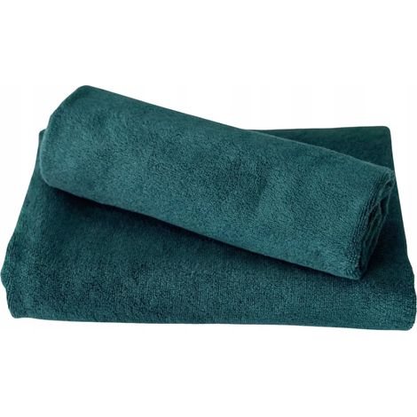 Set di 2 asciugamani da bagno in cotone 100%, colore verde, dimensioni 70x140 cm (50x90 cm). (1/5)