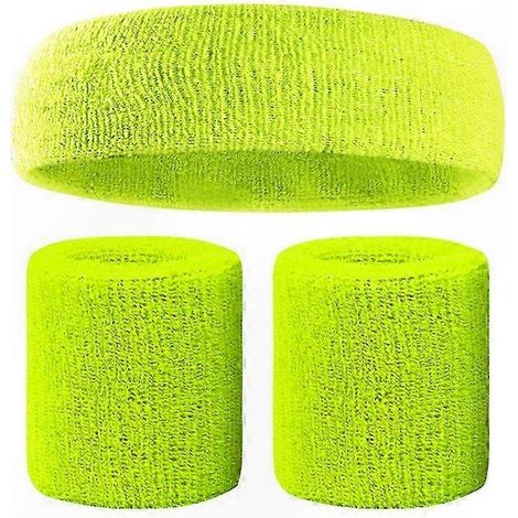 Set aus farbenfrohen, elastischen Stirnbändern für Damen und Herren – saugfähige Stirnbänder und Sportarmbänder für Fitness und sportliche Aktivitäten (1/3)