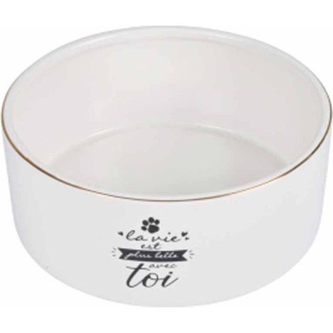 Gamelle pour Chien & Chat "La belle Vie" 16cm Blanc