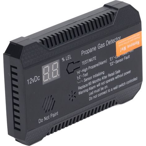 Propangaswarngerät 85 dB, Echtzeitanzeige, schnelle Reaktionszeit, präzise Erkennung, Erdgasalarm für Wohnmobile, LKW, 12 V DC, Schwarz (1/5)