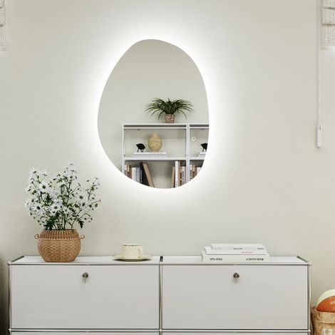 Miroir LED salle de bains 80x5x60 cm en verre trempé argenté, antibuée – MEUBLIV (1/5)