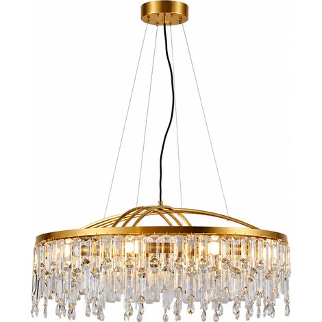 LUSSOCRAFT Lustre en cristal vintage – Métal, 3 couleurs d'éclairage dimmables, 10 lampes douille E14, Ø89 cm, pour entrée et chambre