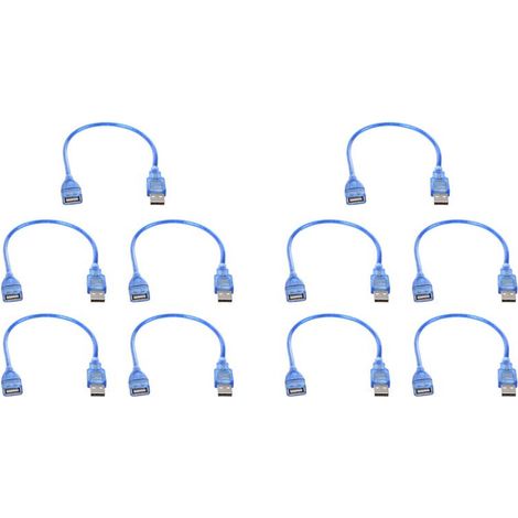 10x kurzes USB 2.0-Verlängerungskabel (Stecker auf Buchse)