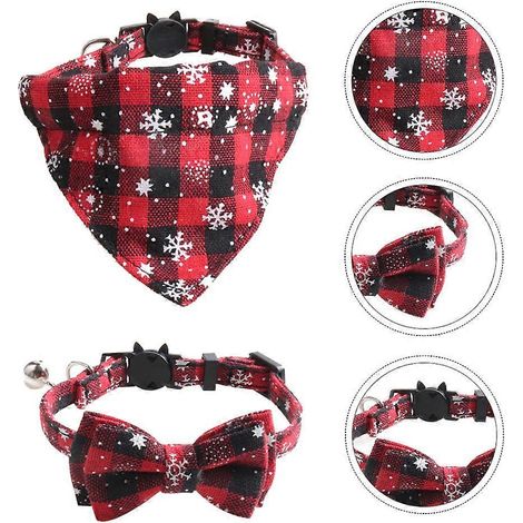 Conjunto de accesorios navideños para collar de mascota para uso festivo 1 juego de pajarita roja (1/5)