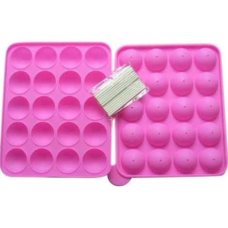 Silikon-Form für Cake Pops – 20 runde Vertiefungen, hitzebeständig von -40 °C bis +230 °C, spülmaschinenfest, ideal für Gebäck, Bonbons und festliche Dekorationen (1/4)