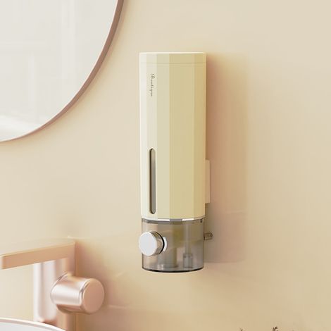 Distributeur de savon liquide mural sans perçage de 450 ml, distributeur de savon de douche de luxe, adapté à la salle de bain, écologique, 1 pièce. (1/5)