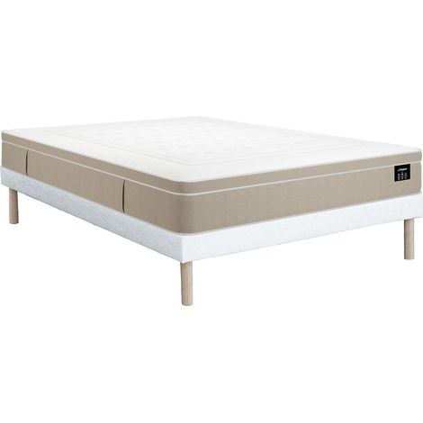 Set 160 x 200 cm rete imbottita + materasso ibrido a molle insacchettate 7 zone e gel memory foam sp.28cm - CIREVA di YSMÉE (1/5)