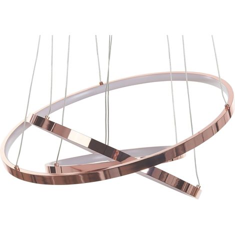 Lámpara de techo LED de metal rosa dorado aluminio 3 anillos glamour moderno Atrek