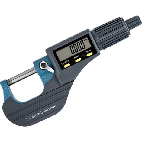 Elektronisches LCD-Mikrometer 0–25 mm, digitales Außenmikrometer mit Zoll-/metrischer Anzeige, hohe Präzision 0,001 mm