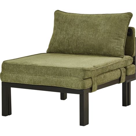 Fauteuil pliant 2-en-1 avec fonction lit et ports USB/Type C, chaise simple extensible avec coussin, lit d'appoint gain de place pour salon, chambre, bureau, balcon, loft, petit appartement - vert (1/5)