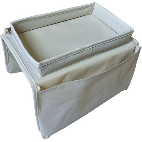 Sac de rangement pour accoudoir de canapé, sac de rangement pour canapé, sac de rangement pour accoudoir de canapé, sac de rangement suspendu pour table de chevet, beige (1/5)