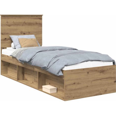 Struttura del letto con testiera Rovere Artigianale 75 x 190 cm vidaXL (1/5)