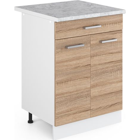 Unterschrank R-Line, Sonoma, 60 cm mit Schubladen, Vicco