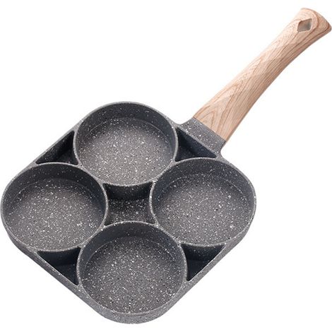 Poêle à crêpes 4 tasses, compatible gaz et induction, en pierre médicale universelle, antiadhésive, pour la cuisson des œufs. (1/5)