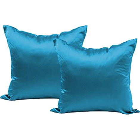 Housse de coussin carrée en satin pur pour protéger cheveux et peau, lot de 2 pièces 50 x 50 cm avec fermeture éclair invisible (1/5)