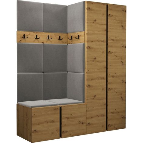 Conjunto para recibidor Pinis III, Manila 16, 186x158x46cm, Aglomerado laminado, Tapiz, Colocada, Montada en la pared