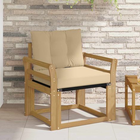 vidaXL Sofá de exterior Madera maciza de acacia y textileno Blanco (1/5)