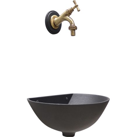 Fontaine murale 600 en fonte grise avec robinet en laiton 303B pour jardin à la maison