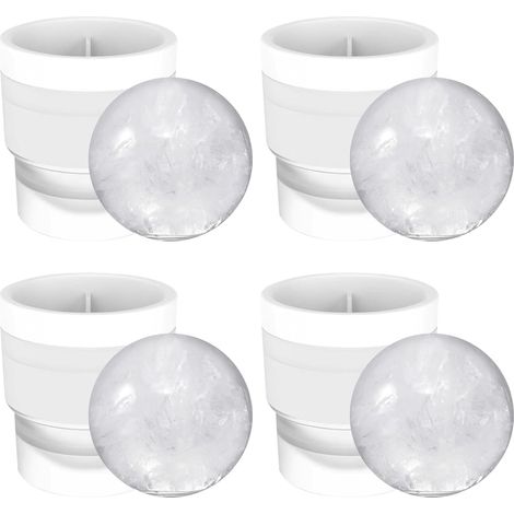 Set mit 4 runden Silikon-Eisformen, Durchmesser 6 cm, wiederverwendbar, BPA-frei, geeignet für Bier, Cocktails, Whiskey, Wein und andere Getränke (1/4)