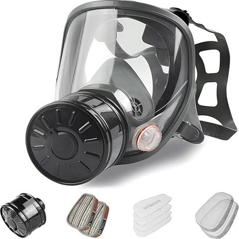 Mascarilla De Protección Respiratoria - Máscara Facial Completa Con Filtro De Carbón Activado 40 Mm - Para Protección Contra Gases Dampes Y Productos Químicos - 1 Unidad (1/5)