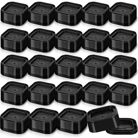 Lot de 24 rehausseurs de meubles, rehausseurs de pieds de lit et de bureau réglables, blocs de surélévation carrés robustes empilables de 3,5 cm (1,38 po) (1/5)