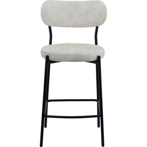 Derby Padded Bar Stool (Pack of 2) - Velvet - L52 x W46.5 x H96 cm - Cream