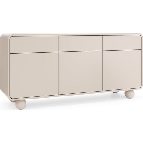 Commode KAMLOOPS KSZ160 - Cachemire - Arrondi - 3 Tiroirs - Largeur 160 cm, Hauteur 75 cm, Profondeur 39 cm (1/4)