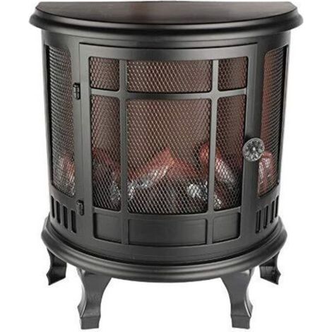 Ideen mit Herz Cheminée LED Nostalgie,Cheminée décorative,électrique,fonctionne sur piles,sans chauffage,Effet flamme/flamme réaliste,avec fonction minuterie (6 heures allumé,18 heures OFF)