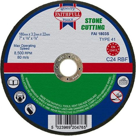 Faithfull Stone Cut Off Disc 180 x 3.2 x 22.23mm (1/3)