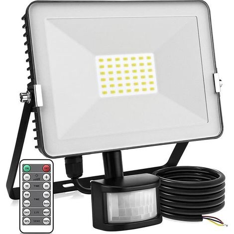 Projecteur LED 30W avec détecteur de mouvement IP66 étanche - Blanc froid (1/4)