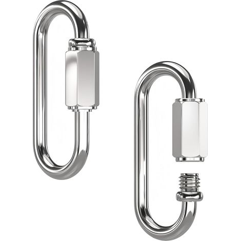 2 Pièces Maillon Rapide en Acier Inoxydable, M3,5 Mousqueton à Verrouillage, Connecteur de chaîne pour Accessoires de Randonnée, Extérieur et Intérieur (1/5)