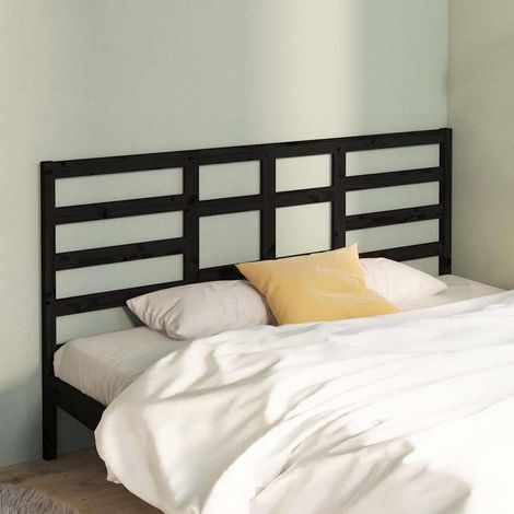 vidaXL Cabecero de cama madera maciza de pino negro 206x4x104 cm (1/5)