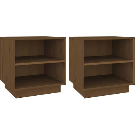 Maison Exclusive - Mesitas de noche 2 uds madera de pino marrón m (1/5)