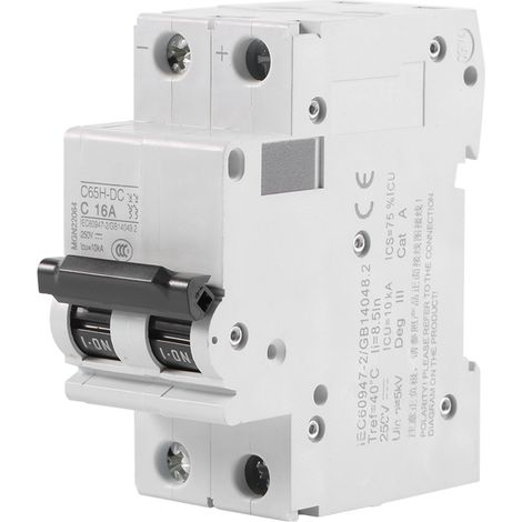 Disjoncteur C65H-DC 2P 250V CC Énergie solaire Interrupteur à air Ampères (16A) (1/5)