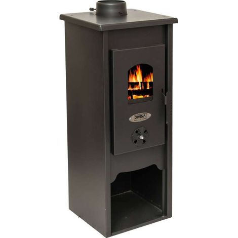 Divina Fire Stufa a Legna Irina - Acciaio - 6,1 kW - 33x33x85 cm (1/4)