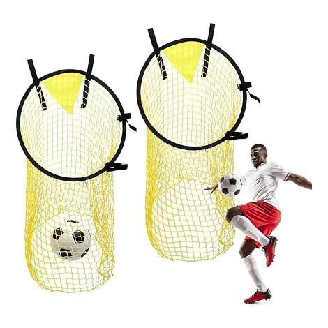 2 x Football Target Nets, Yellow Football Target Net 43.5 x 71 cm, Foldable Target Training Aid Shooting Target Easy to Install (1/5)