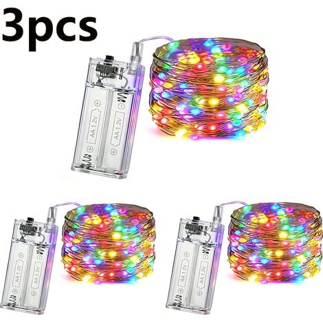 3 guirlandes lumineuses de Noël multicolores, 3 mètres avec 30 LED adaptées à la décoration intérieure piles non incluses. (1/5)