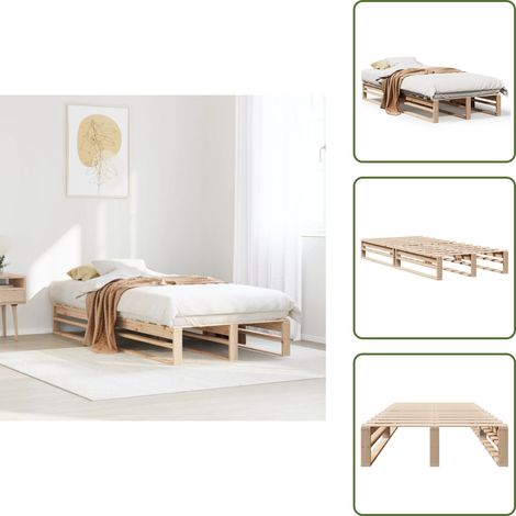 Massivholzbett ohne Matratze 90x190 cm Kiefernholz - Bettrahmen - Bettgestell - Bett - Bettrahmen Massivholz (1/5)