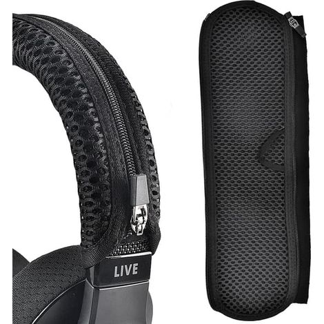 Housse de bandeau en polyester pour casque audio, rembourrage doux idéal pour les trajets et les voyages, noire, 30 x 8 x 0,5 cm, compatible avec les modèles Sony WH-1000XM5, JBL et Marshall (noir). (1/5)
